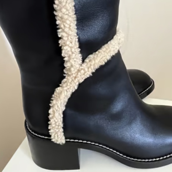 Gucci Shearling Trim Knee High Black Boots 39 ❤️💚 - Picture 11 of 16